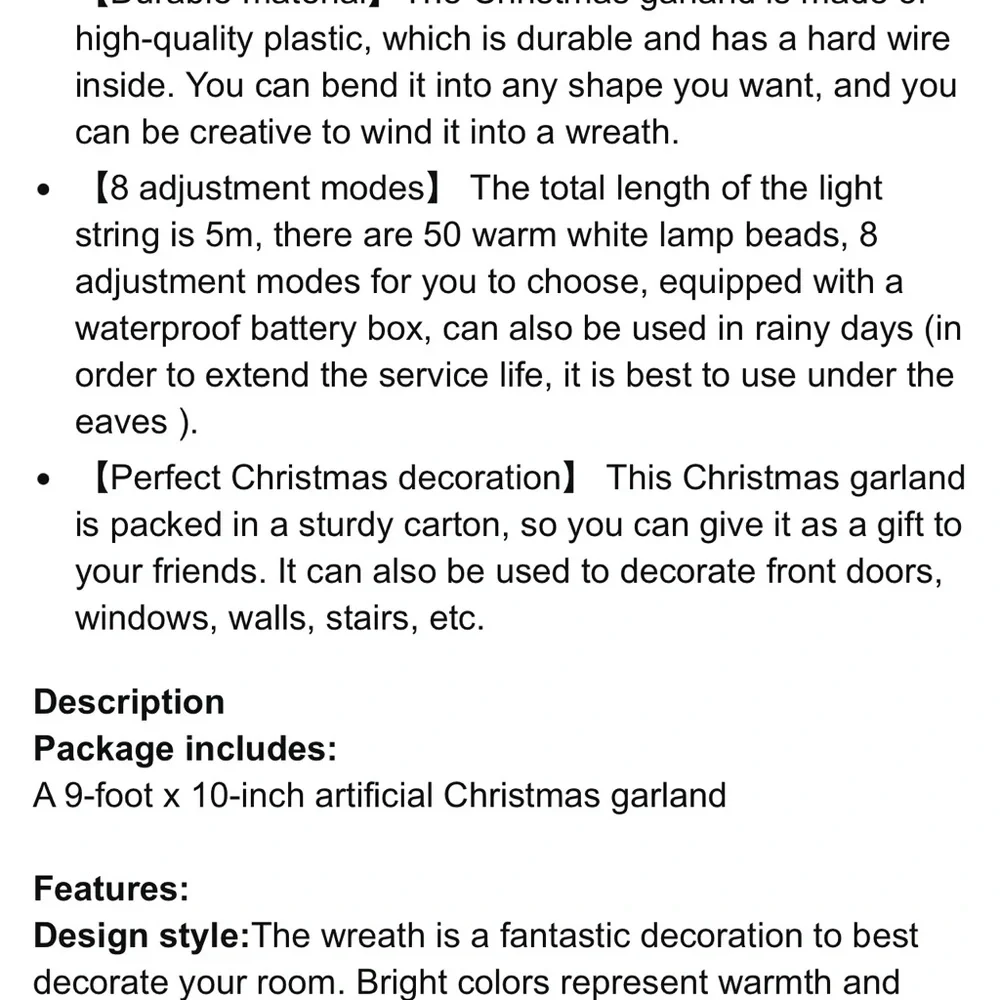 Beautiful 9’ pre-lit Christmas garland with blue and white balls